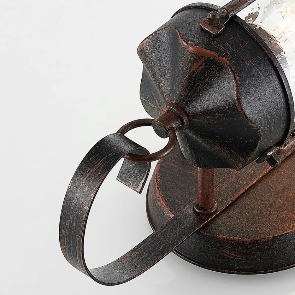 Lindby Terrassebelysning|Væglamper > udendørs væglampe Farly, rustbrun, aluminium, 17 cm