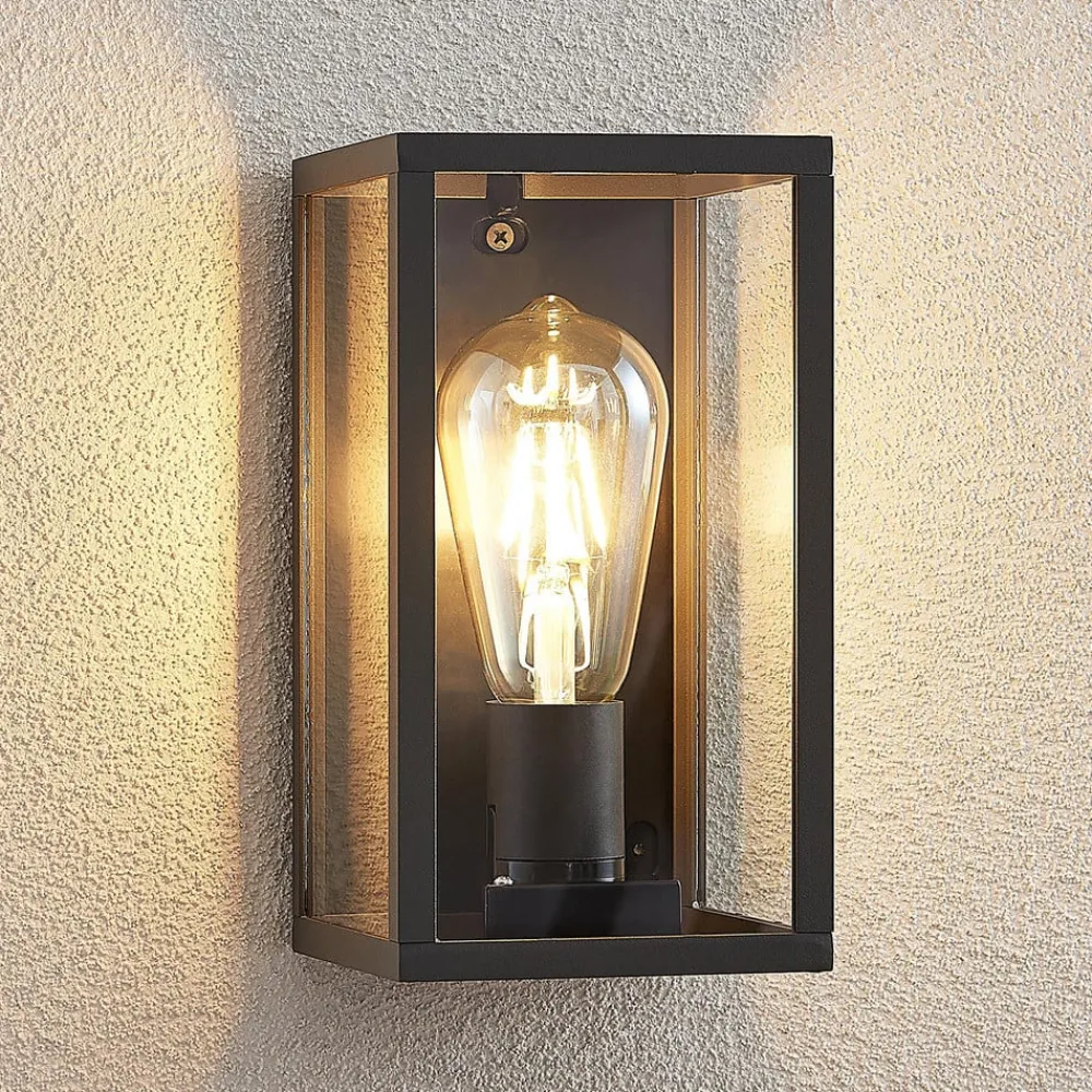 Terrassebelysning|Væglamper ^ Lindby udendørs væglampe Filimon, antracit, 22 cm, IP44, E27