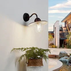 Lindby Terrassebelysning|Væglamper > udendørs væglampe Filip, rustbrun, 30 cm, E27, IP44