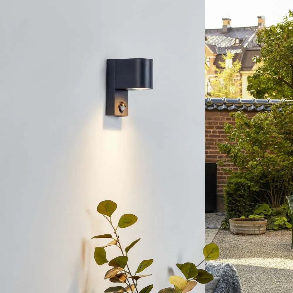 Lindby Væglampe Med Sensor > udendørs væglampe Gelso, aluminium, 15 cm, GU10, sensor