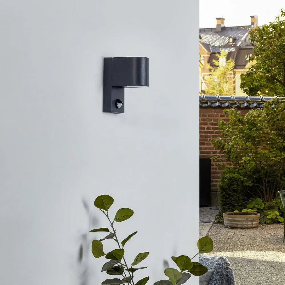 Lindby Væglampe Med Sensor > udendørs væglampe Gelso, aluminium, 15 cm, GU10, sensor