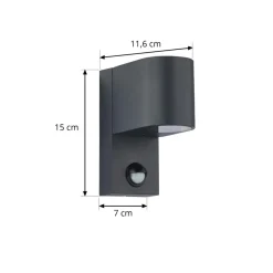 Lindby Væglampe Med Sensor > udendørs væglampe Gelso, aluminium, 15 cm, GU10, sensor