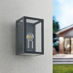 Lindby Terrassebelysning|Væglamper > udendørs væglampe Giavanna, 28 cm, antracit, IP44, E27