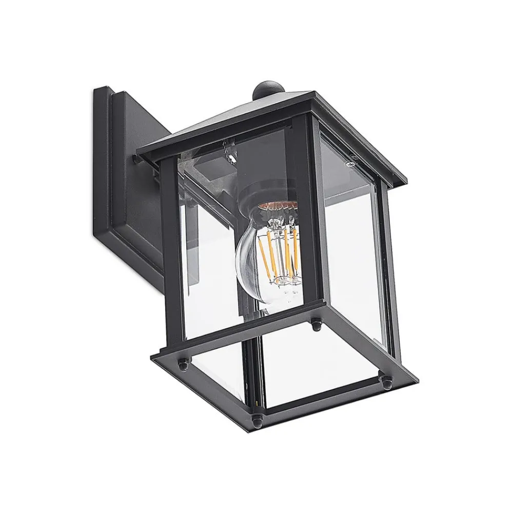 Terrassebelysning ^ Lindby udendørs væglampe Giavanna, 23,3 cm, antracit, glas