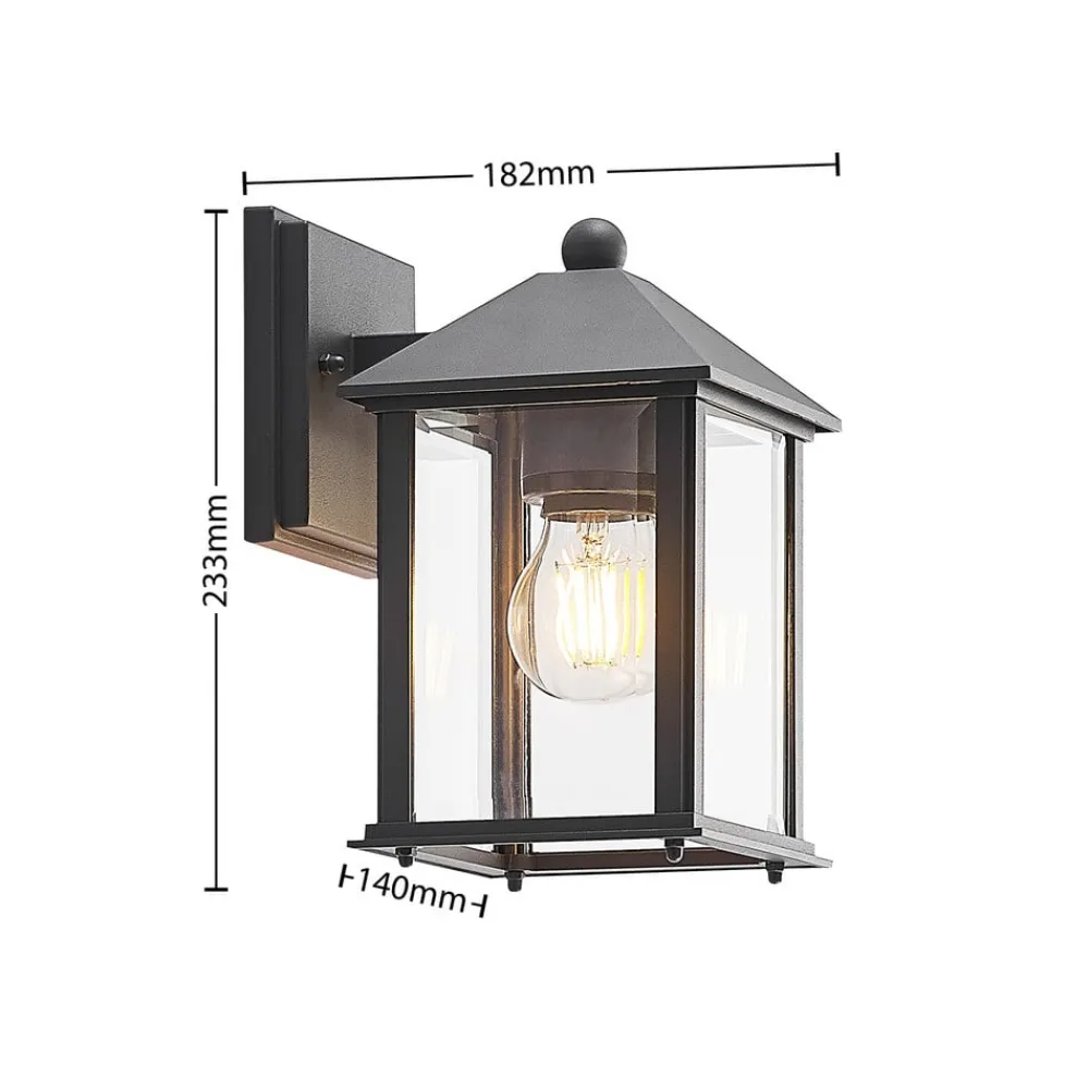 Terrassebelysning ^ Lindby udendørs væglampe Giavanna, 23,3 cm, antracit, glas