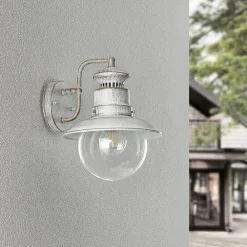 Terrassebelysning|Væglamper ^ Lindby udendørs væglampe Gwendolyn, hvid antik, metal, 26 cm