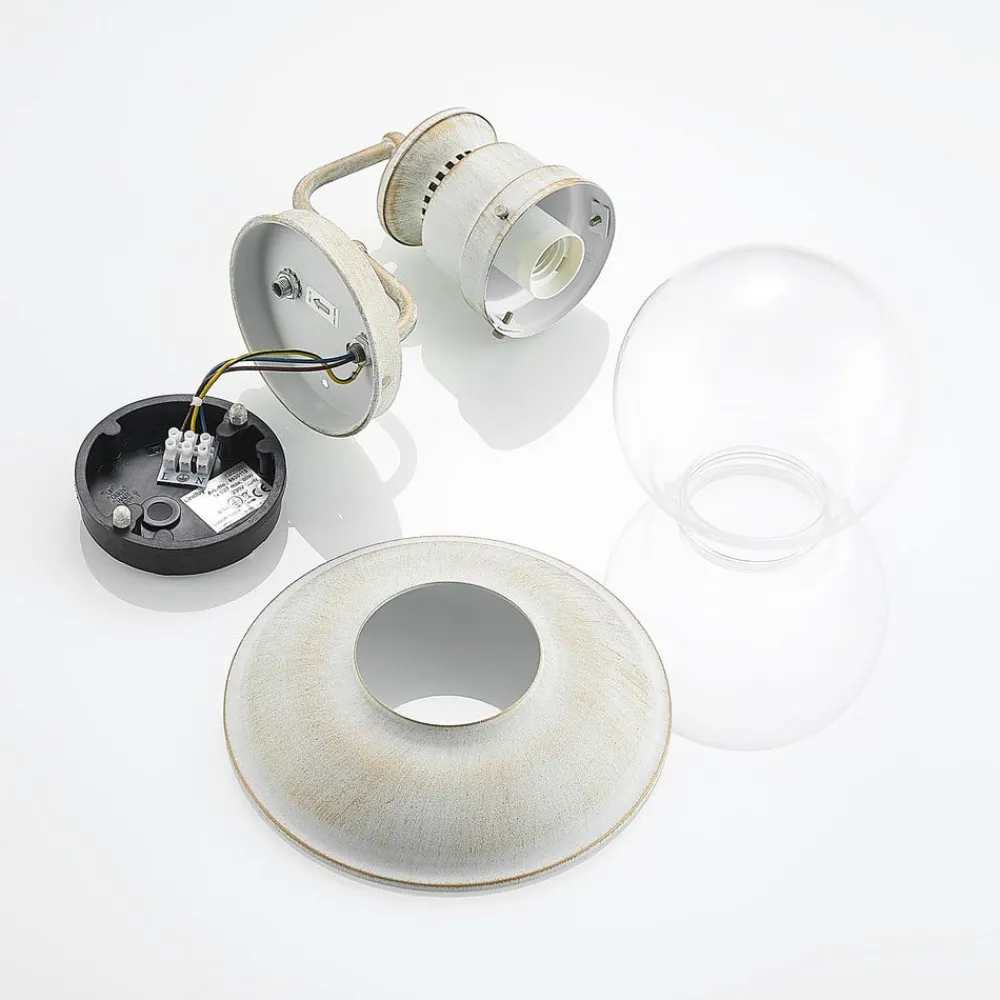 Terrassebelysning|Væglamper ^ Lindby udendørs væglampe Gwendolyn, hvid antik, metal, 26 cm