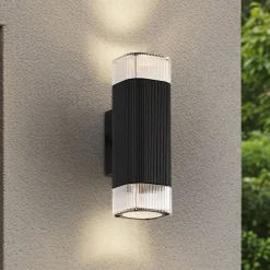 Lindby Terrassebelysning|Væglamper > udendørs væglampe Halvar, sort, 24 cm, 2 x GU10, IP65