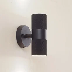 Lindby Væglamper > udendørs væglampe Jovane, sort, aluminium, 2 lyskilder