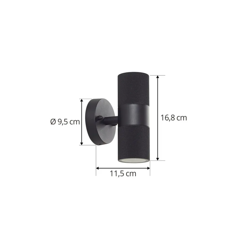 Lindby Væglamper > udendørs væglampe Jovane, sort, aluminium, 2 lyskilder