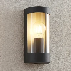 Lindby Terrassebelysning > udendørs væglampe Junias, 24 cm, antracit, stål