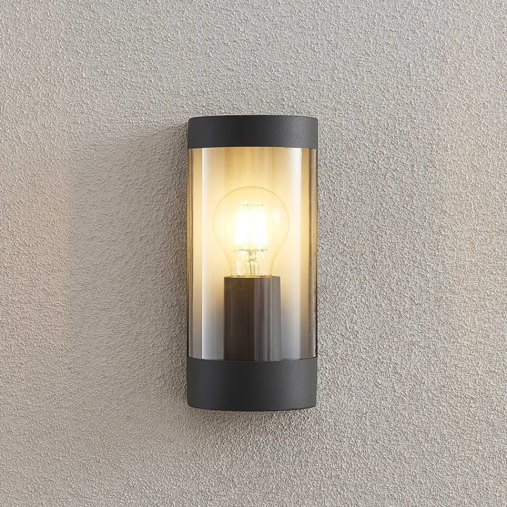 Lindby Terrassebelysning > udendørs væglampe Junias, 24 cm, antracit, stål