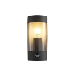 Væglampe Med Sensor|Terrassebelysning ^ Lindby udendørs væglampe Junias, 24 cm, antracit, sensor