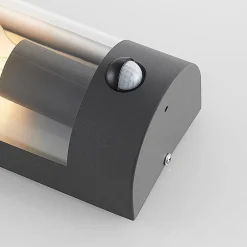 Væglampe Med Sensor|Terrassebelysning ^ Lindby udendørs væglampe Junias, 24 cm, antracit, sensor