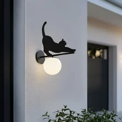 Lindby Terrassebelysning|Væglamper > udendørs væglampe Katti, metal, sort, IP44, kat