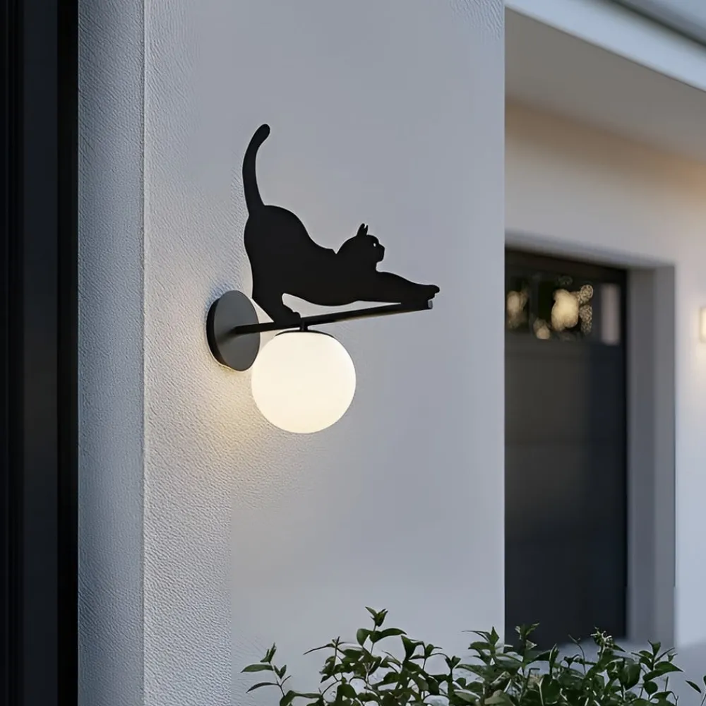 Lindby Terrassebelysning|Væglamper > udendørs væglampe Katti, metal, sort, IP44, kat