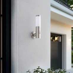 Terrassebelysning|Væglampe Med Sensor ^ Lindby udendørs væglampe Kristof, bevægelsessensor, 33 cm, E27