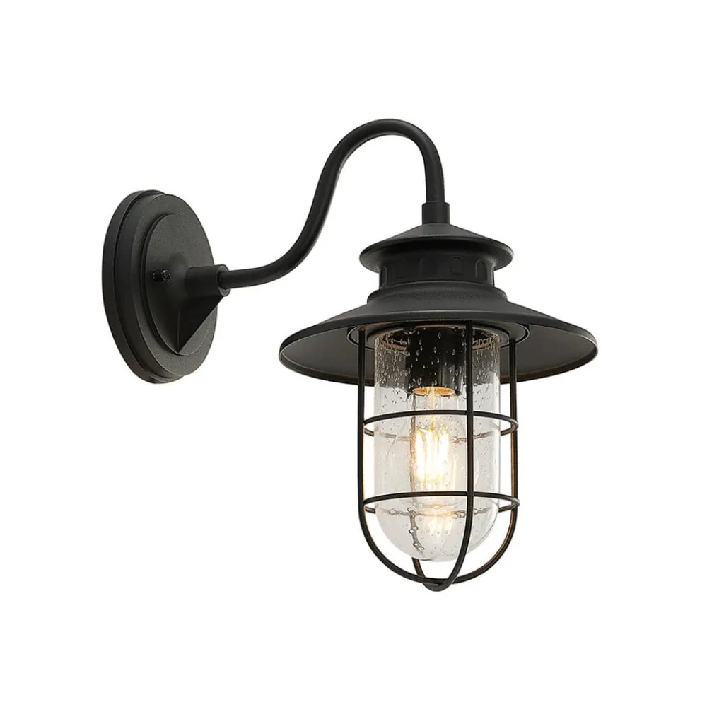 Væglamper ^ Lindby udendørs væglampe Kyan, højde 40 cm, sort, IP44, E27