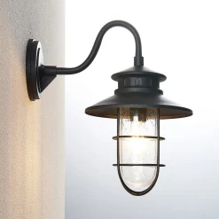 Væglamper ^ Lindby udendørs væglampe Kyan, højde 40 cm, sort, IP44, E27