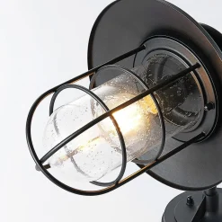 Væglamper ^ Lindby udendørs væglampe Kyan, højde 40 cm, sort, IP44, E27