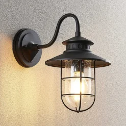 Lindby Terrassebelysning|Væglamper > udendørs væglampe Kyan, højde 32 cm, sort, IP44, E27
