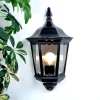 Terrassebelysning|Væglamper ^ Lindby udendørs væglampe Lieva, højde 44 cm, sort, glas