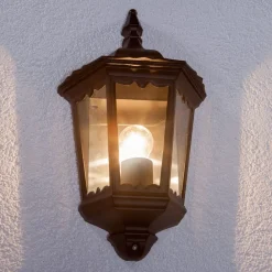 Terrassebelysning|Væglamper ^ Lindby udendørs væglampe Lieva, højde 44 cm, sort, glas