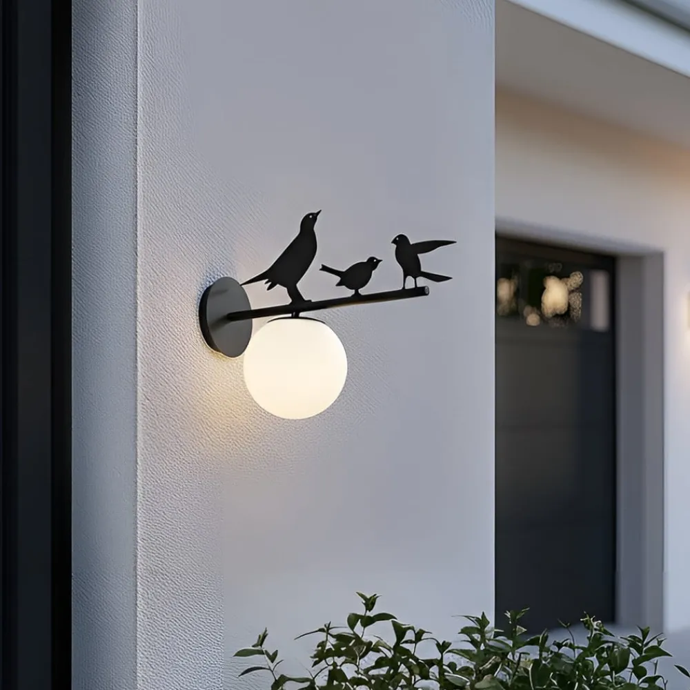 Lindby Terrassebelysning|Væglamper > udendørs væglampe Lintu, metal, sort, IP44, fugl