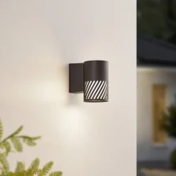 Lindby Terrassebelysning > udendørs væglampe Lurinda, 1 lyskilde, sort, aluminium, Ø10cm
