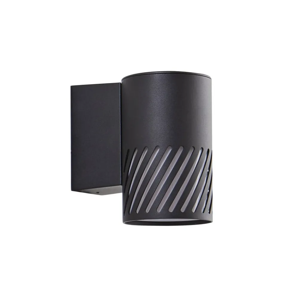 Lindby Terrassebelysning > udendørs væglampe Lurinda, 1 lyskilde, sort, aluminium, Ø10cm