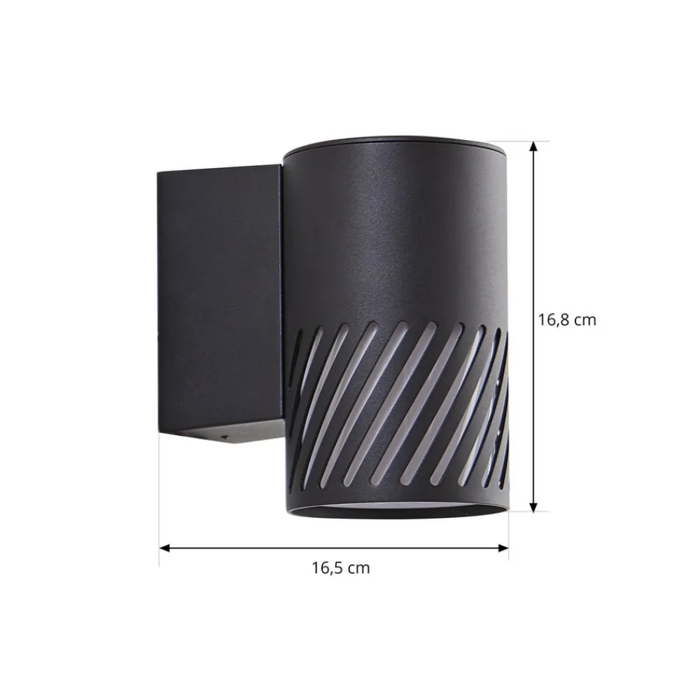 Lindby Terrassebelysning > udendørs væglampe Lurinda, 1 lyskilde, sort, aluminium, Ø10cm