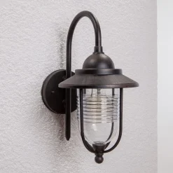 Terrassebelysning|Væglamper ^ Lindby udendørs væglampe Meret, højde 37 cm, rustfarvet, aluminium