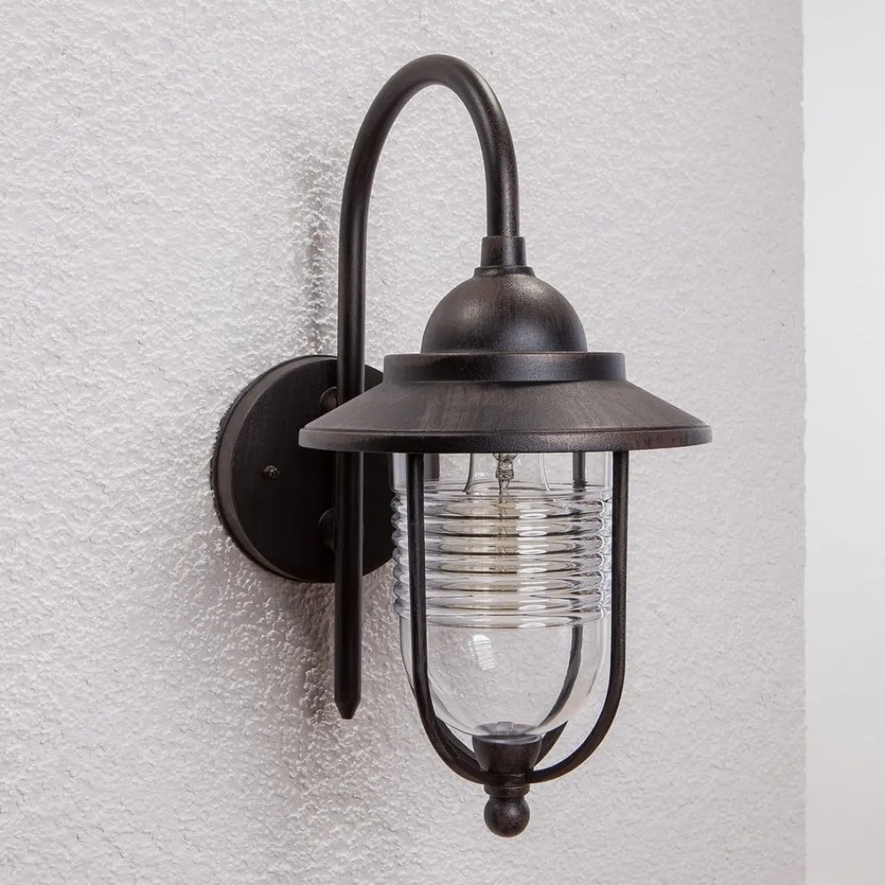 Terrassebelysning|Væglamper ^ Lindby udendørs væglampe Meret, højde 37 cm, rustfarvet, aluminium