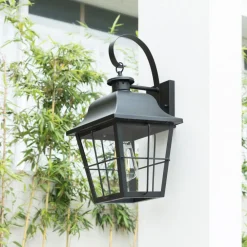 Lindby Terrassebelysning > udendørs væglampe Mertollio, højde 47 cm, sort, glas