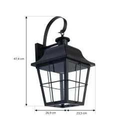 Lindby Terrassebelysning > udendørs væglampe Mertollio, højde 47 cm, sort, glas