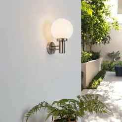 Lindby Terrassebelysning|Væglamper > udendørs væglampe Nada, stål, glas, 32 cm høj, E27