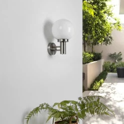 Lindby Terrassebelysning|Væglamper > udendørs væglampe Nada, stål, glas, 32 cm høj, E27