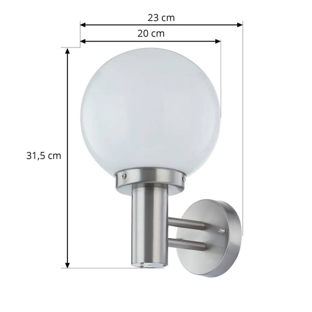 Lindby Terrassebelysning|Væglamper > udendørs væglampe Nada, stål, glas, 32 cm høj, E27