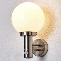 Lindby Væglampe Med Sensor|Terrassebelysning > udendørs væglampe Nada, stål, glas, sensor, E27