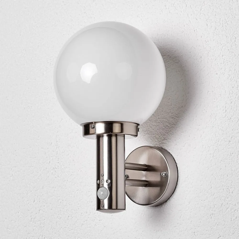 Lindby Væglampe Med Sensor|Terrassebelysning > udendørs væglampe Nada, stål, glas, sensor, E27