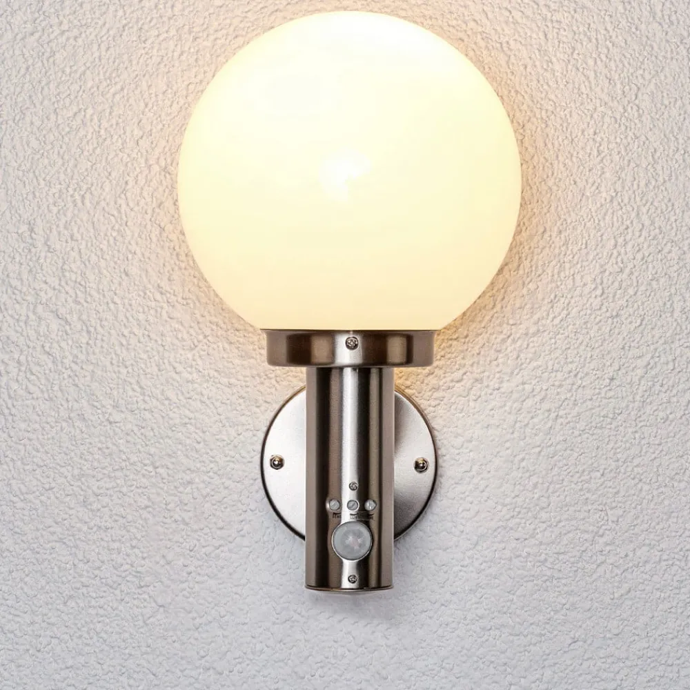 Lindby Væglampe Med Sensor|Terrassebelysning > udendørs væglampe Nada, stål, glas, sensor, E27