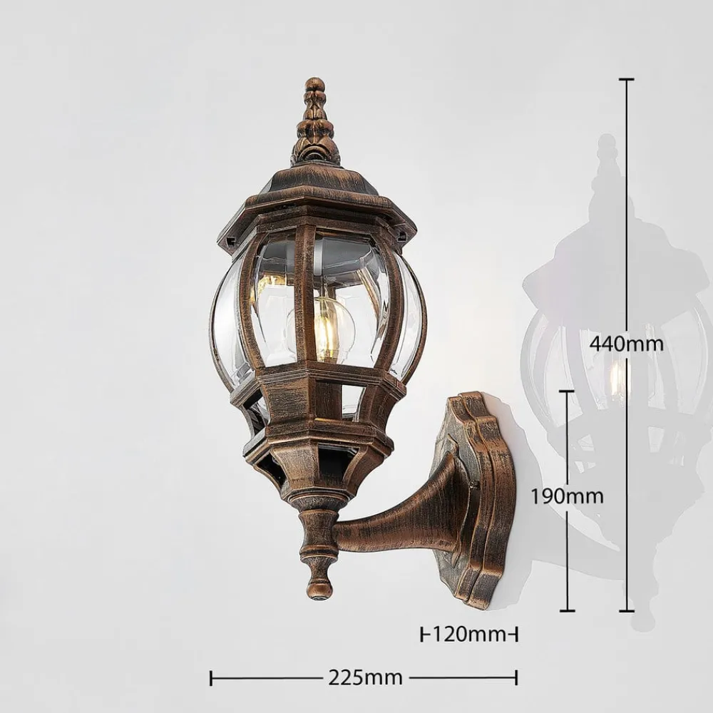 Lindby Terrassebelysning|Væglamper > udendørs væglampe Nadesha, højde 47 cm, børstet guld