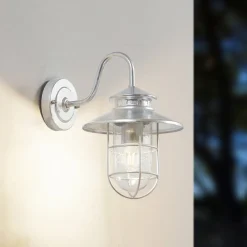 Terrassebelysning|Væglamper ^ Lindby udendørs væglampe Naleta, galvaniseret sølv, stål