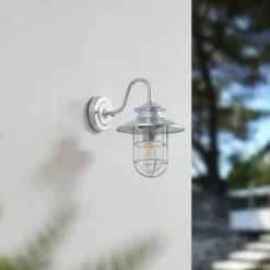 Terrassebelysning|Væglamper ^ Lindby udendørs væglampe Naleta, galvaniseret sølv, stål