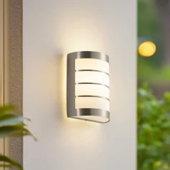 Lindby Terrassebelysning|Væglamper > udendørs væglampe Noyan, 20 cm, stål, IP44, E27