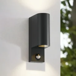 Væglampe Med Sensor|Væglamper ^ Lindby udendørs væglampe Palina, sensor, IP44, antracit