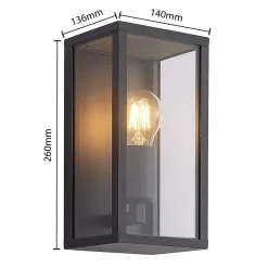 Terrassebelysning|Væglamper ^ Lindby udendørs væglampe Peldar, klar, 1 lyskilde, 26 cm, metal