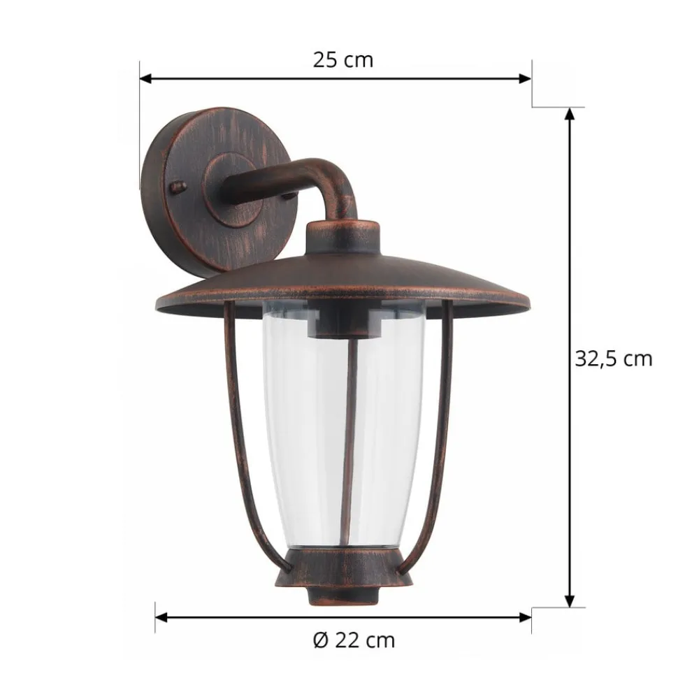 Lindby Væglamper > udendørs væglampe Satish, kobberfarvet, jern, 32 cm