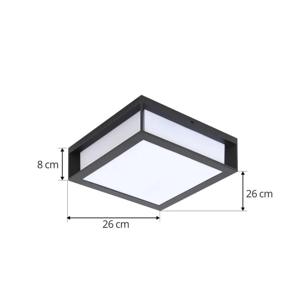 Lindby Terrassebelysning|Væglamper > udendørs væglampe Sivana, sort, aluminium, 26 cm x 26 cm