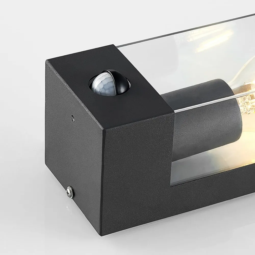 Lindby Væglampe Med Sensor|Terrassebelysning > udendørs væglampe Tilian, sensor, højde 25 cm, antracit